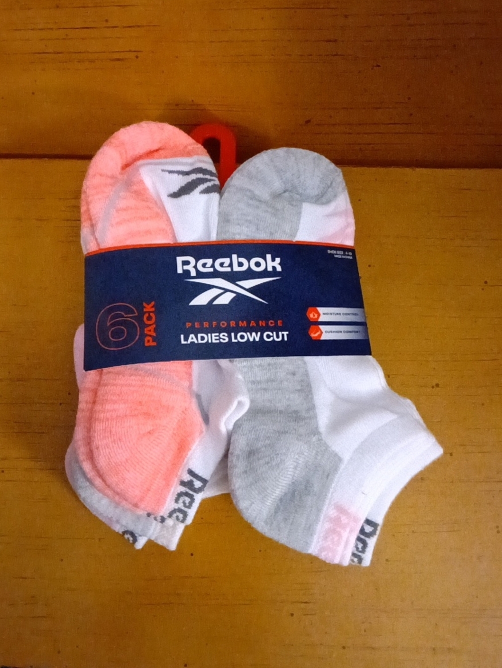 Reebok Ladies Low Cut Performance Socks - White, Gray, Pink (6-Pack)